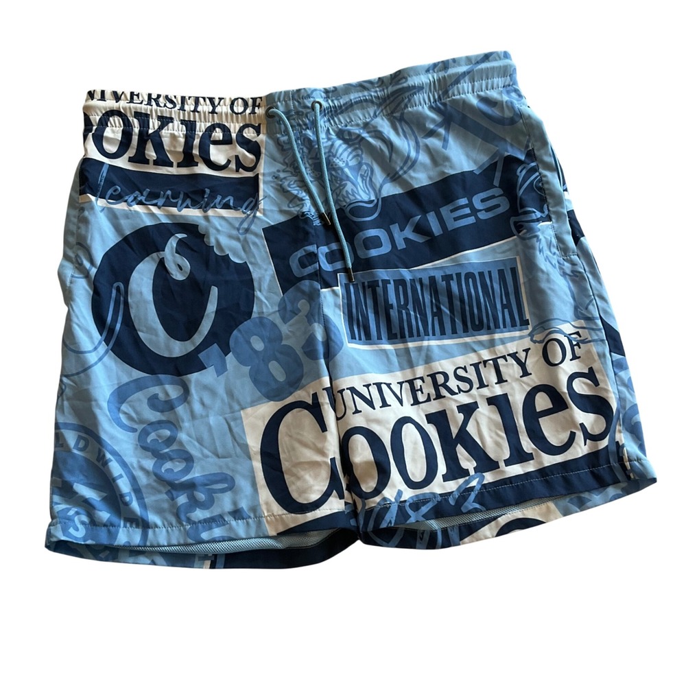 Cookies‎ Swim Trunks Mens 3XL Blue University of Cookies Graphic Mesh Lined